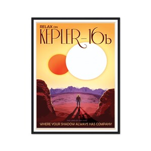 Kepler-16b Exoplanet Vintage Space Travel Poster, Binary Star System Art Print, Retro Sci Fi Wall Decor, Planet Art Print, Space Wall Art