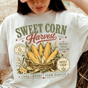 Sweet Corn Harvest PNG Shirt Design, Vintage Farm Market Graphic, Digital Download