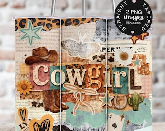 Cowgirl 20oz Tumbler Wrap PNG - Western Aesthetic Sublimation
