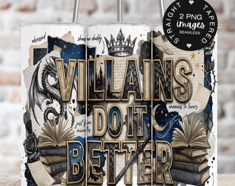 Dark Fantasy Villains 20oz Tumbler Wrap PNG - Bookish Romantasy Sublimation