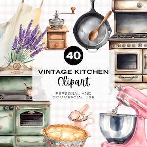 Vintage Kitchen Clipart Bundle – Retro Kitchen Tools PNG Set