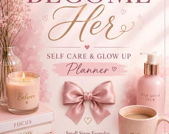 Become Her Glow Up Planner Printable | Self Care Journal, Wellness Tracker, Canva Editable PDF