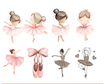 Pink Ballerina PNG Bundle | Watercolor Ballet Clipart (Digital Download)