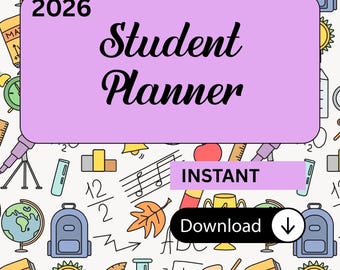 2026 Student Success Planner | Soft Doodle Academic Organizer (Printable & Canva Editable PDF)