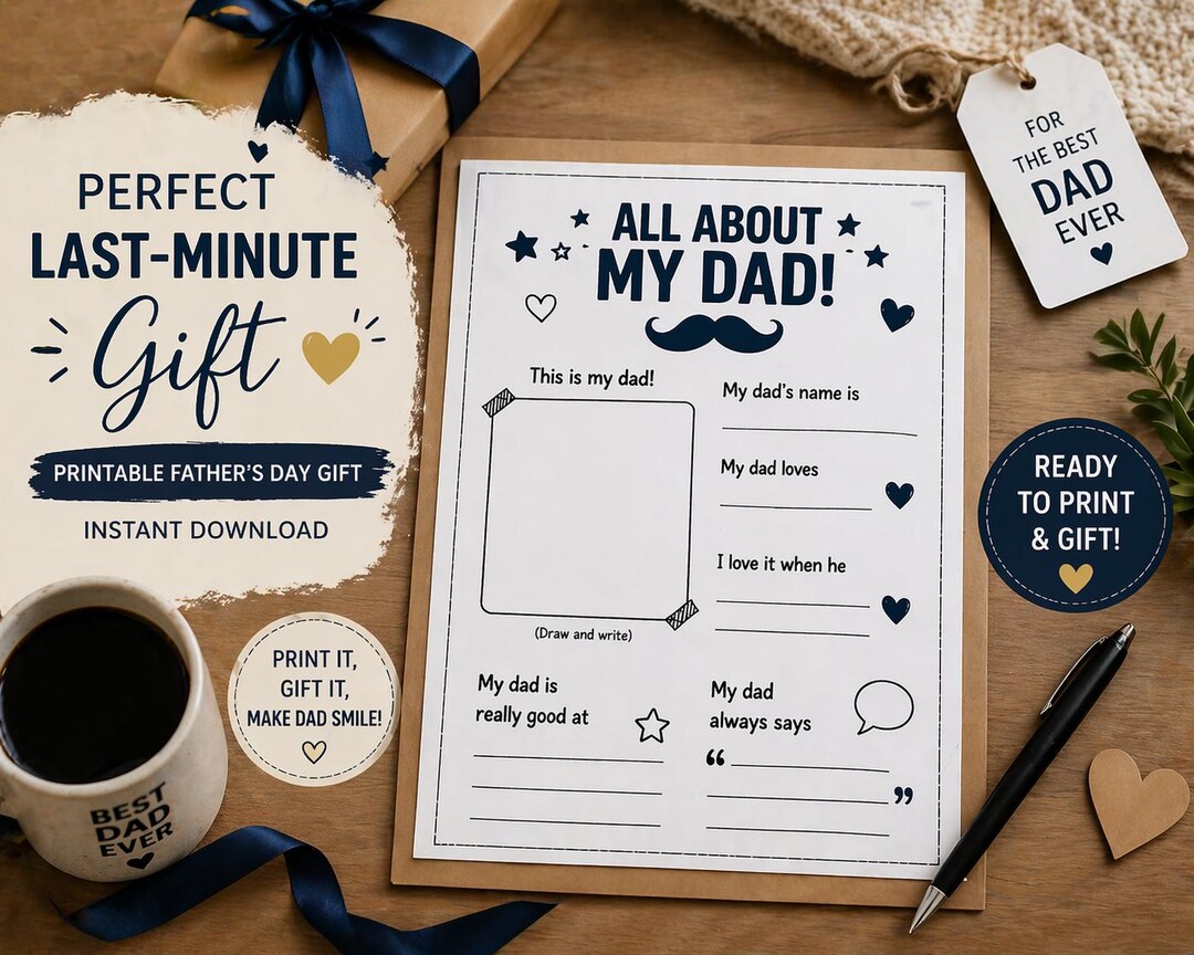 All About My Dad Printable Worksheet | Father's Day Kids Activity ...