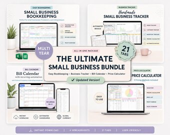 Ultimate Small Business Planner Spreadsheet | Google Sheets | Bookkeeping Spreadsheet | Inventory & Order Tracker | Pricing Calculator