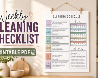 Weekly Cleaning Checklist Printable Bundle | House Cleaning Schedule | Chore Tracker | Home Management Planner | Canva Editable Template