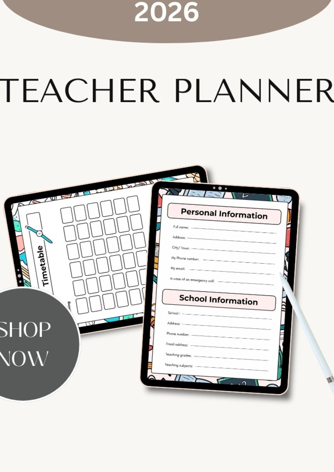 2026 Teacher Planner Printable & Canva Editable | Minimal Teacher