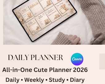 Teddy Bear Planner 2026 Printable | Daily, Weekly, Monthly (PDF)
