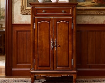 Handmade Solid Wood Shoe Storage Cabinet, Vintage Shoe Organizer with Doors & Drawer, Entryway Shoe Rack, Farmhouse Storage Cabinet