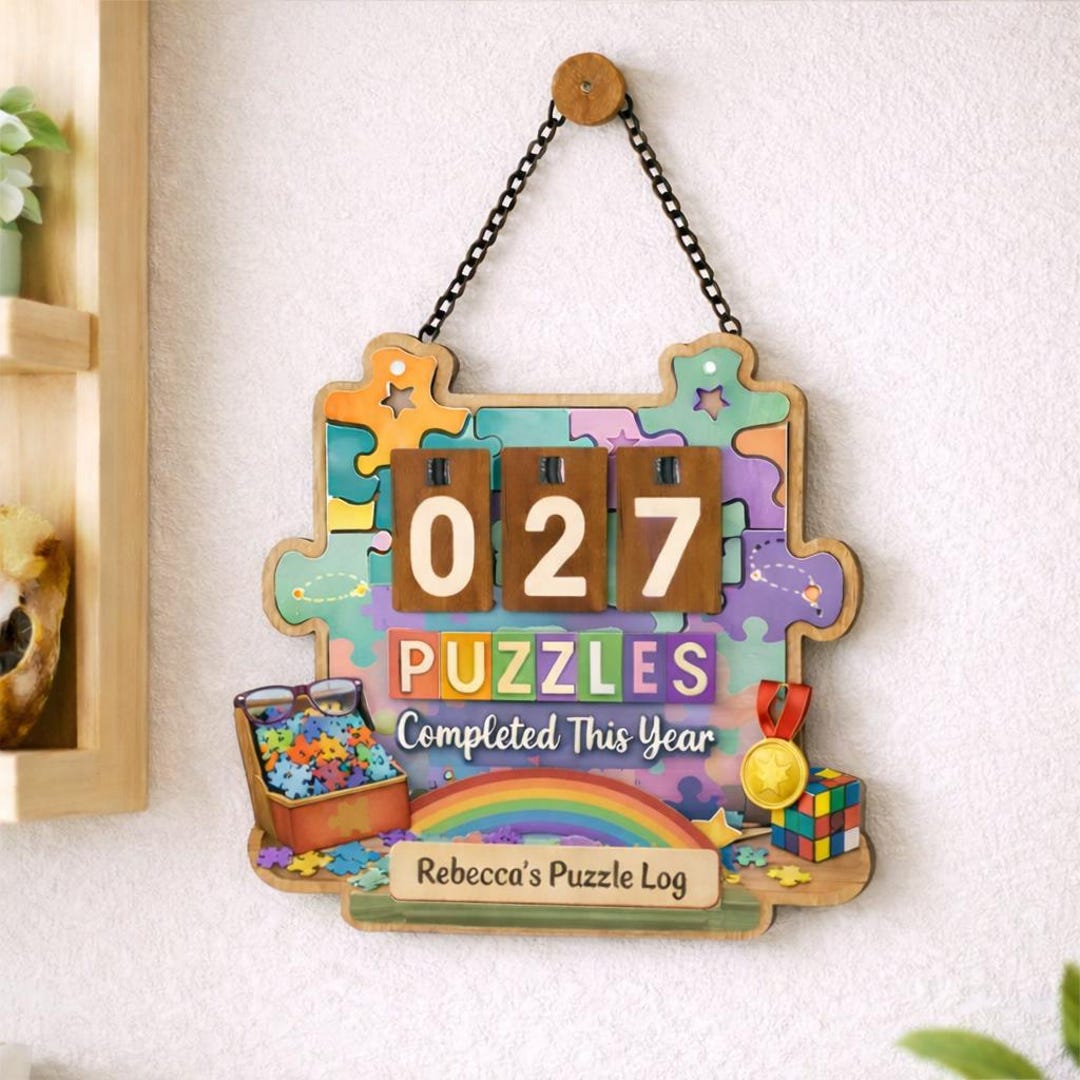 Personalized Puzzle Tracker Sign | Wooden Puzzle Log | Puzzles ...