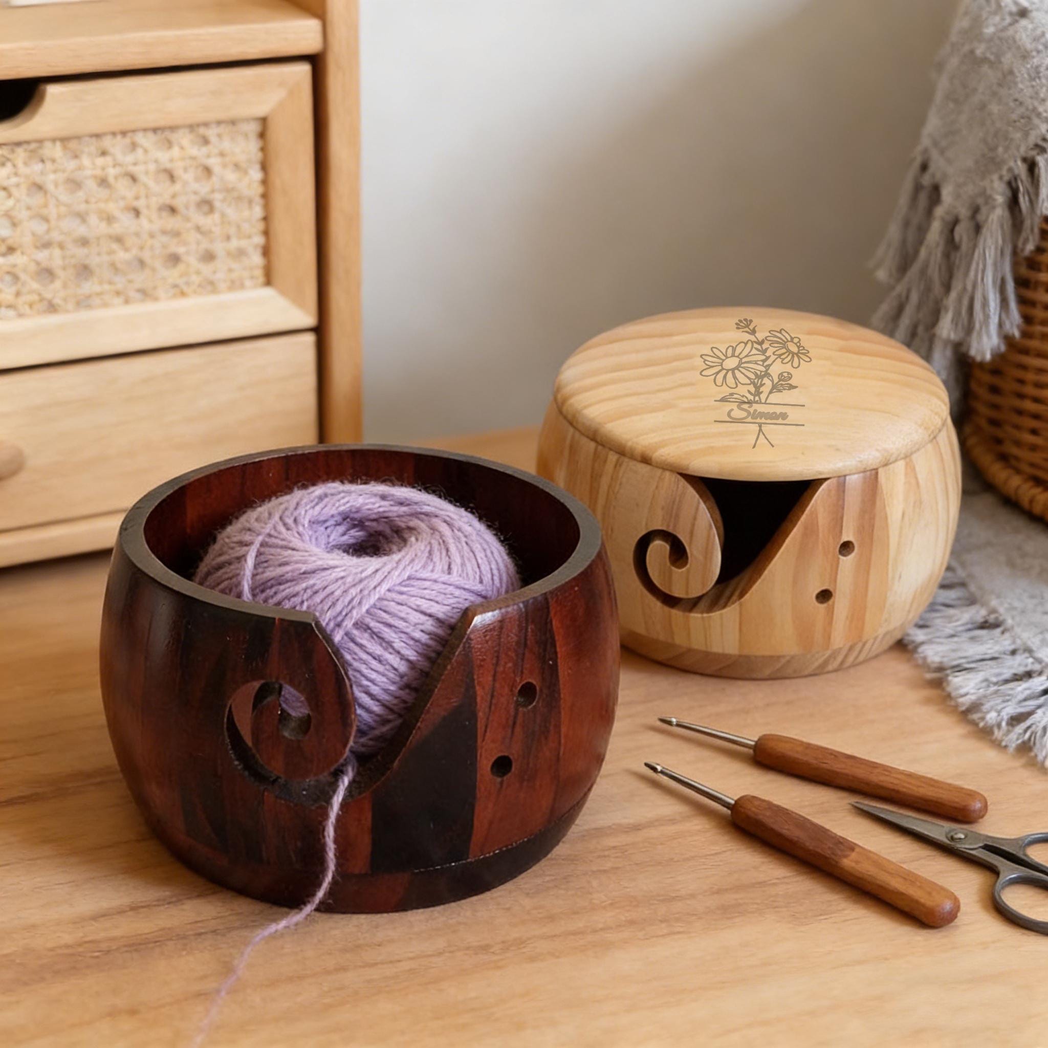 Fatto a Mano Ciotola filato di Legno duro con elegante design - Ideale Grande Ciotola filato con