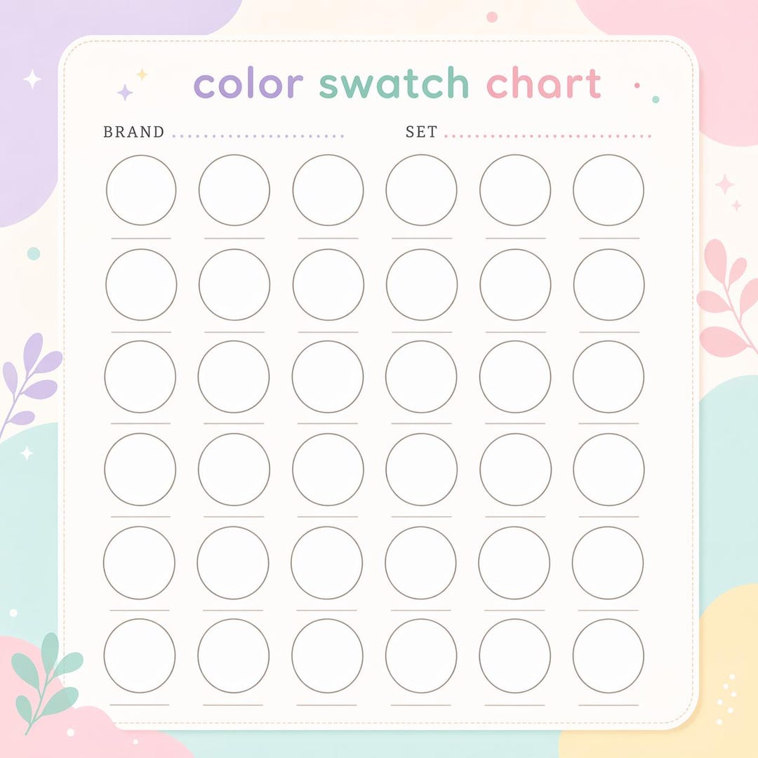 Color Swatch Chart Printable A4 A5, Size Comparison Sheet, Color ...