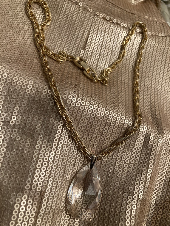 Vintage crown Trifari crystal pendant necklace, 12