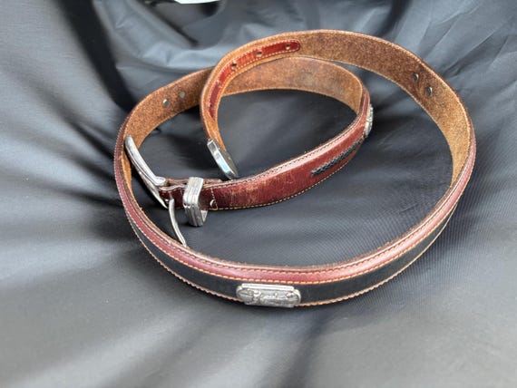 Brighton‎ Golf Accent Leather Belt Vintage Brighton Leather Belt, Golf Charms Belt, Silver Tone  main image 3