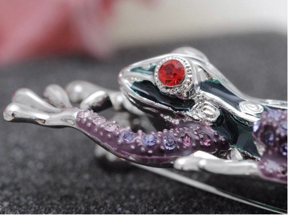 Unique Ruby Eyed Crystal Rhinestone Frog Prince P… - image 2