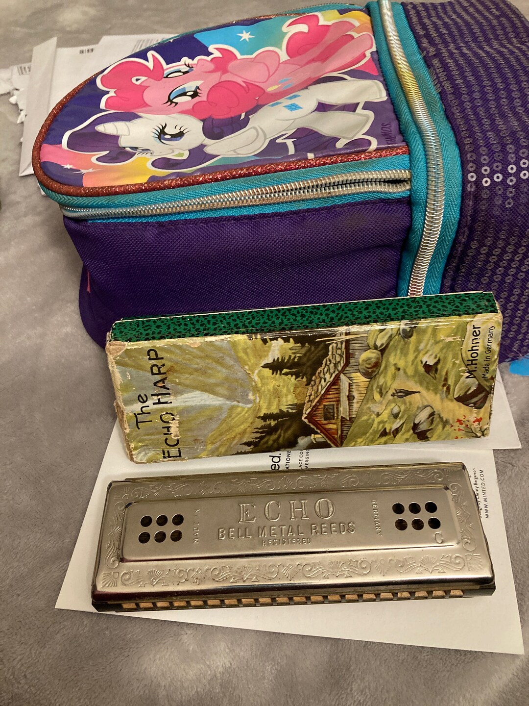 Vintage H Hohner the Echo Harp German Harmonica 80 Note Holes, Bell