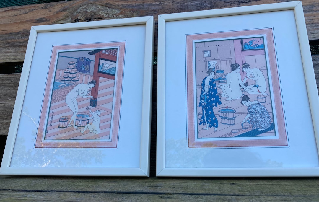 Vintage Japanese Nude Bath House Art Work Set World Travelor - Etsy