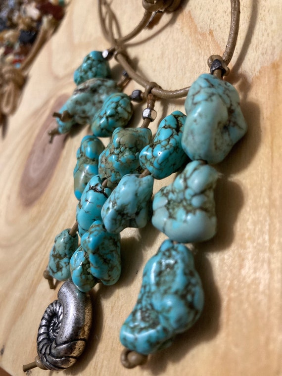Vintage Lucky Brand Turquoise Howlite Rock Neckla… - image 3