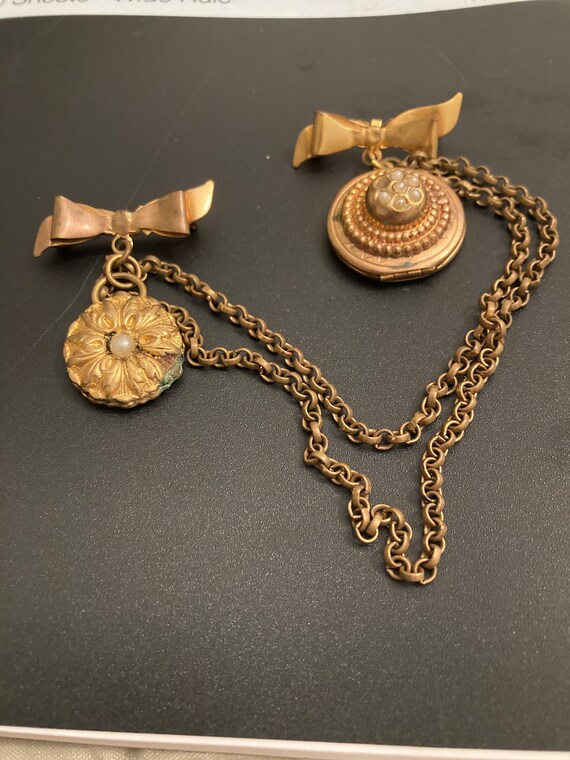 Antique Victorian sweater clip locket, antique ear