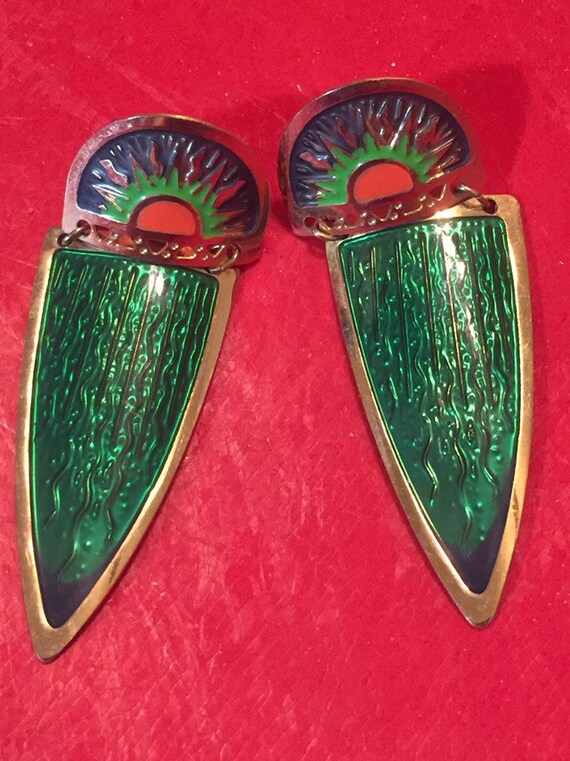 vintage Edgar Berebi art deco emerald green pierce