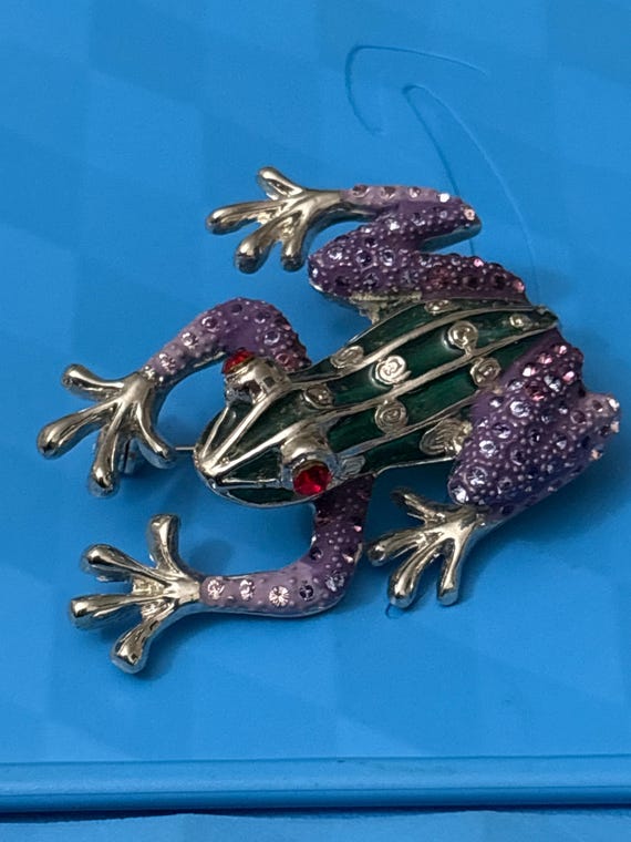 Unique Ruby Eyed Crystal Rhinestone Frog Prince P… - image 1
