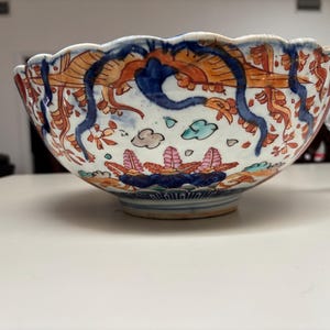 antique Imari Large Over Sized Low Bowl Mejii Dynasty,  Late 1800s Early 1900s Imari Xtra Large Low Bowl