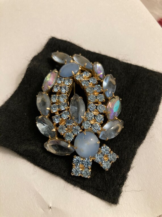 Huge exquisite mid century ab crystal blue stone … - image 2