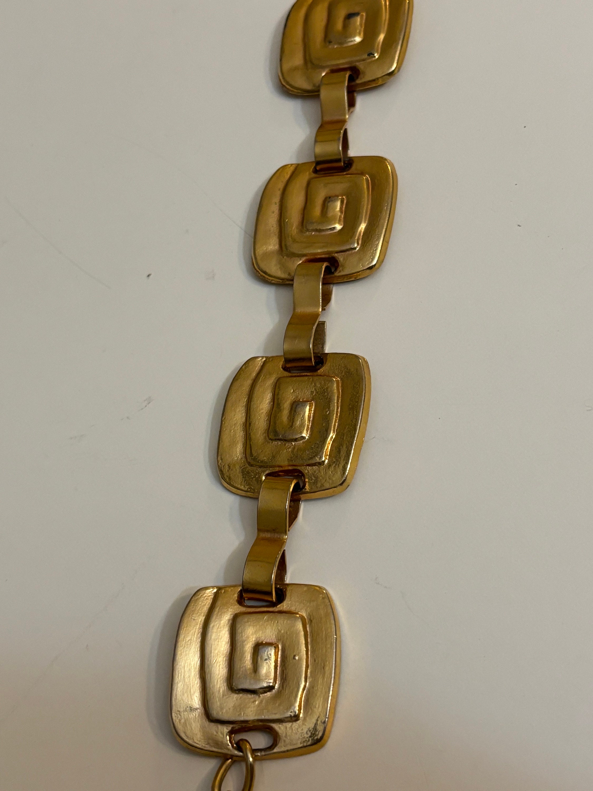Vintage Pauline Rader Gold Tone Chain Link‎ Belt 34” Vintage Pauline Rader Tiger Chain Belt with Turquoise Stones  main image 4