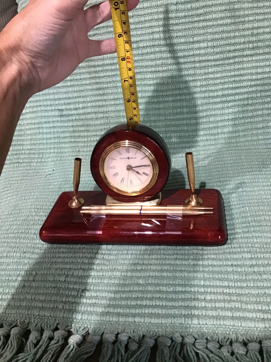 Howard Miller Desk Clock Pen Set Preowned Unknown Year Gold Etsy