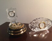 vintage Waterford pressed glass small vanity clock decorative high end OVAL NEW battery on SALE 4 3 4 x 2.5 x 1 Works