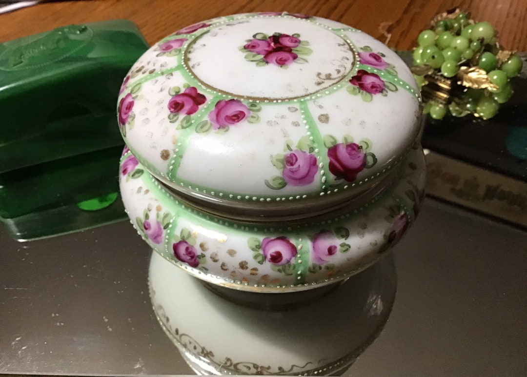 Antique Nippon Powder Jar Antique Victorian Hair Receiver Etsy