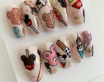 Disney Snacks Press On Nails - Disney Nails - Disneyworld - Disneyland