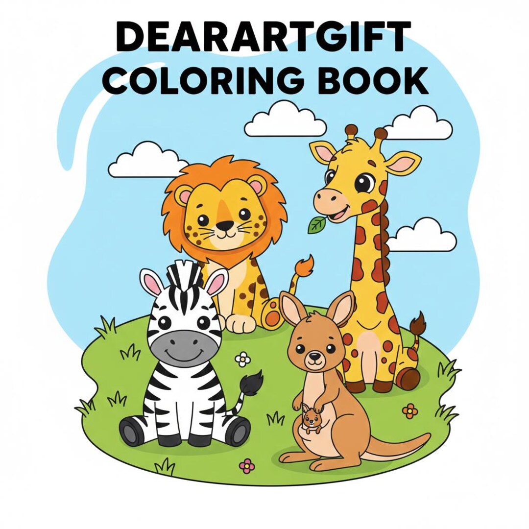 Safari Animals Coloring Book | 60 Page Printable PDF for Kids & Adults ...