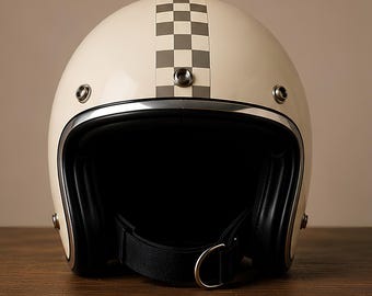 Casco da moto Slimhead 500RTX a scacchi - Casco aperto da corsa vintage