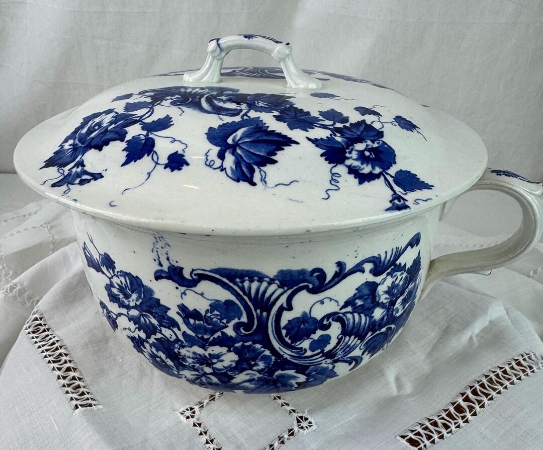 Flow Blue White Transferware Ironstone Chamber Pot Marked Florence ...