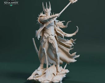 サウロンの闇の帝王 STL 像 | ダークファンタジー 装甲戦士 | 1:10 レジン 3D プリントモデル