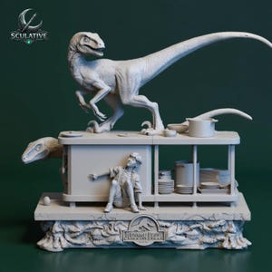 Jurassic Park movie kitchen scene collectible digital sculpt