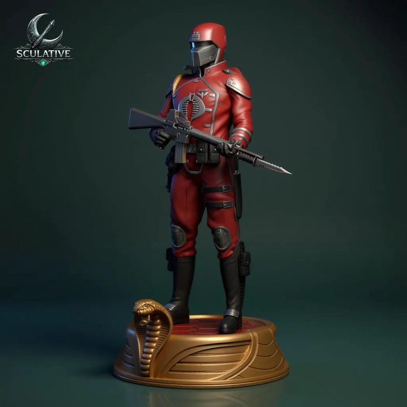 High detail Crimson Guard statue STL non supported 3D print model