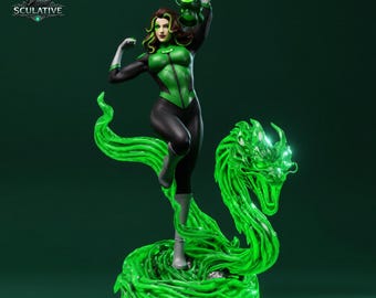スーパーヒーローガールのSTLファイル（3Dプリント用）、レジンフィギュアモデル、サポート材なし＆サポート材あり、デジタルダウンロード