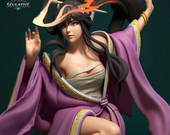 冬の梅のファンタジーSTL像｜優雅な東洋の精霊像｜大型樹脂3Dプリントモデル