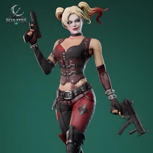 Crazy Clown Girl STL Datei für 3D Druck - 1: 6 Bösewicht Statue - Comic Style Figur - Harz STL Digital Download Bild 10