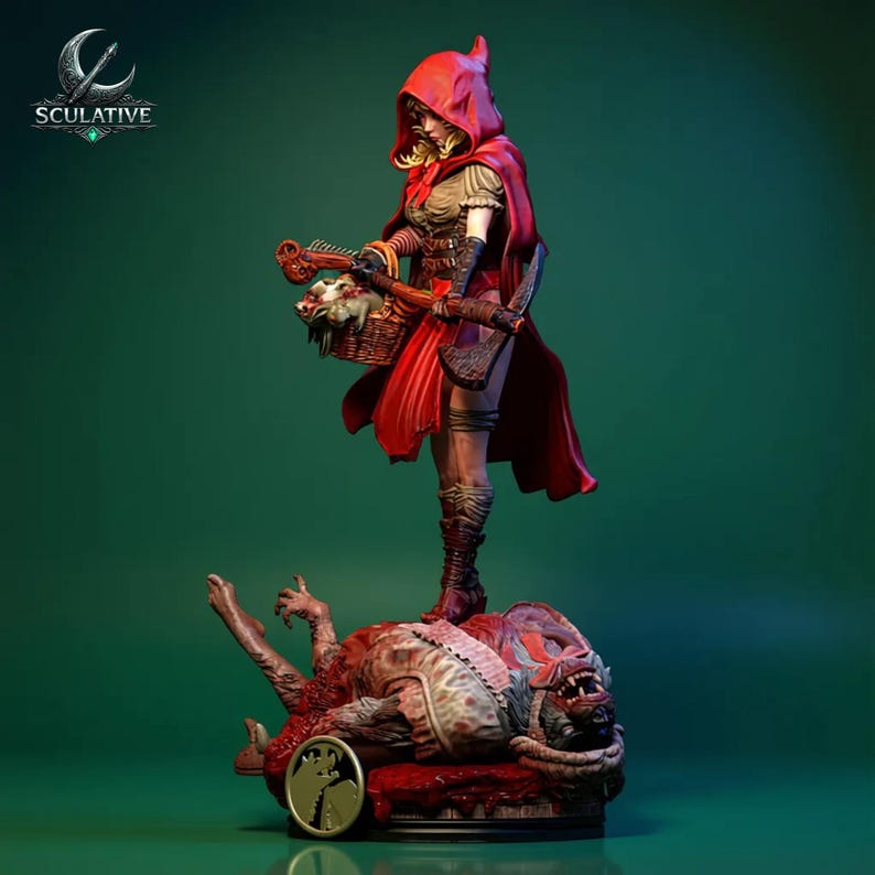 Presupported hooded warrior 3D print model with detailed monster base