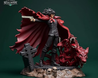 Unsterblicher Vampirjäger Statue 1:7 Maßstab | Dunkler Gothic Anime Stil | Digitales 3D Modell für Sammler