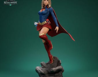空飛ぶヒロインの3Dプリント用STLファイル – 1/6スケールの女性スーパーヒーロー像 – コミックスタイルのフィギュアモデル – レジンSTLデジタルダウンロード