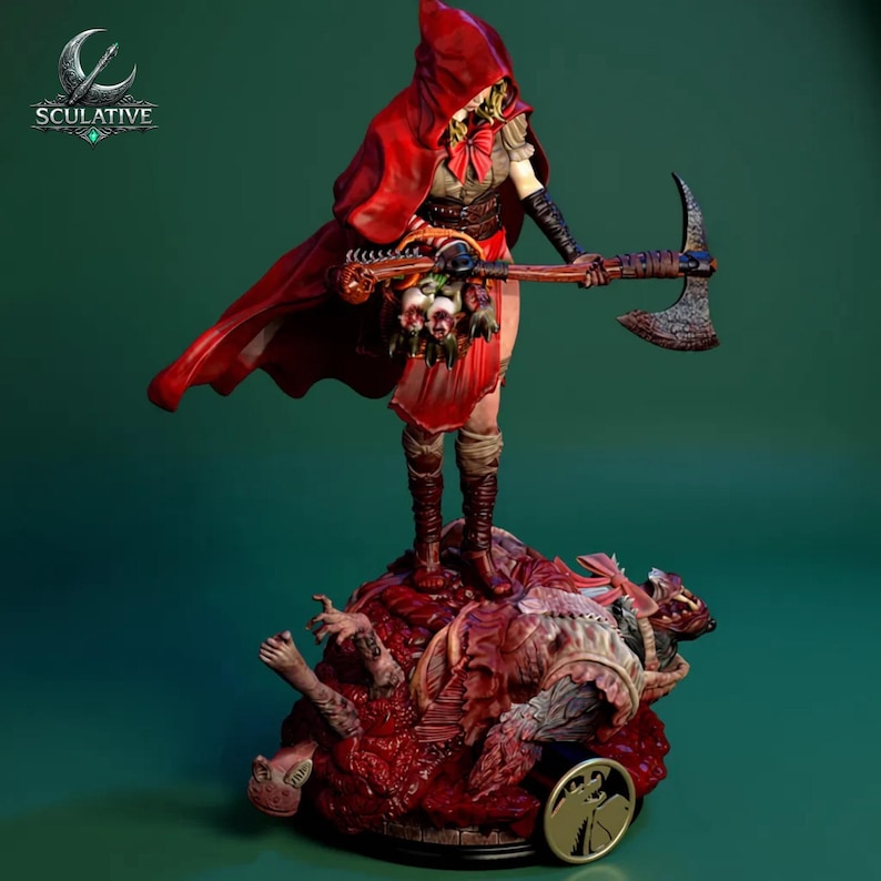 Gothic fantasy huntress STL figure 160mm scale for resin printers