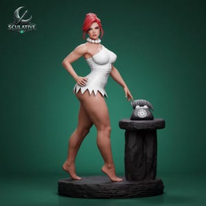 Cartoon Caveman Woman STL File | Stone Age Girl Statue | Retro Animated Style Figure | 3D Printable Model |