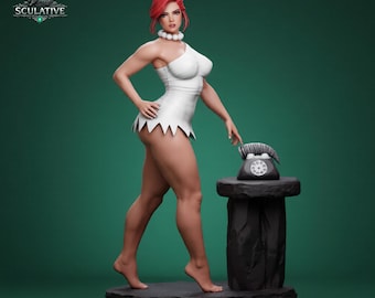 Cartoon Höhlenmensch STL-Datei | Steinzeit Mädchen Statue | Retro Animierte Style Figur | Druckbares 3D-Modell |
