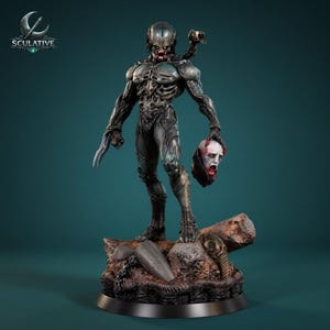 Ancestral Engineer Hunter STL-fil för 3D-utskrift, Sci-Fi Alien Predator-staty, skräckvarelse samlarobjekt, 250 mm modell