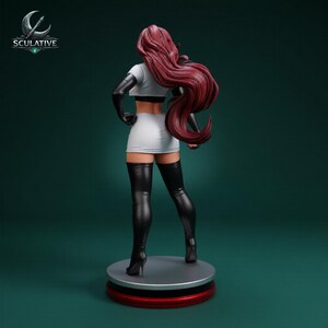 Anime villain girl statue STL file for 3D printing